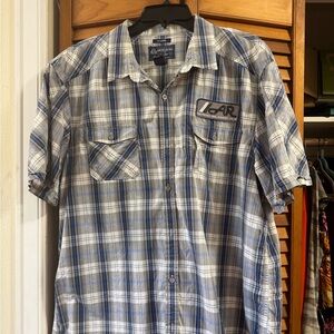 NWOT American Rag Blue and White Plaid Button Down Shirt, size XL
